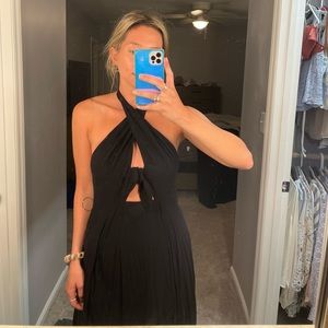 free people formal halter maxi dress with double slit